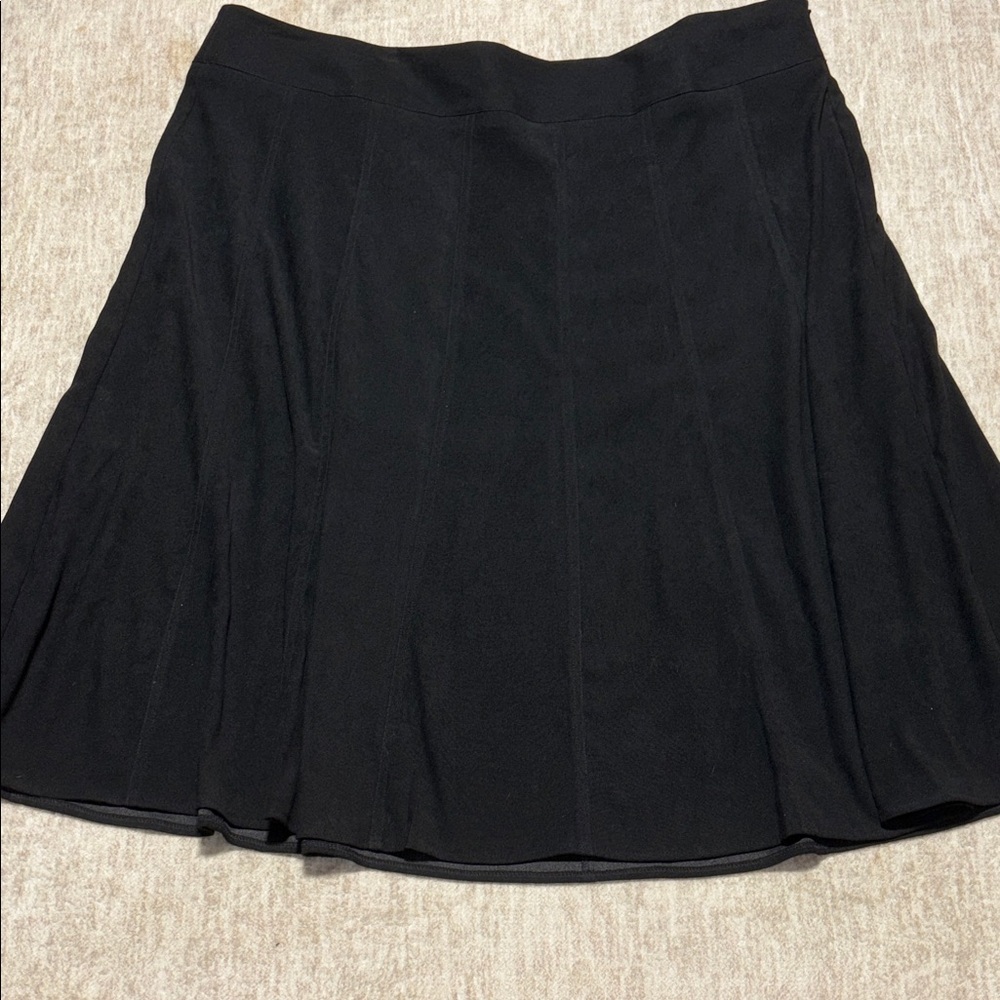 24W long black flare skirt Laura Scott plus woman side zip - A line fit flare